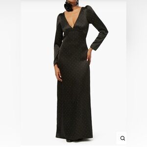 We Wore What Cowl Black Maxi Dress Polka Dot Size 4 NWT Gown